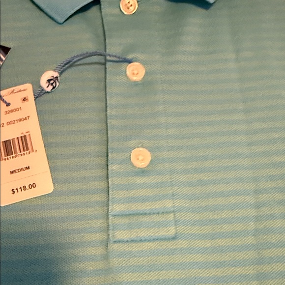 Brooks Brothers Men's Aqua Striped Polo - Picture 6 of 8